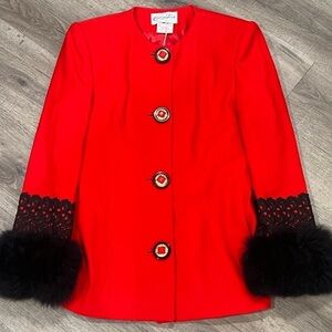 VTG Vintage Carriage Trade Size 8 100% Wool Made in Canada Carlaine Red Coat